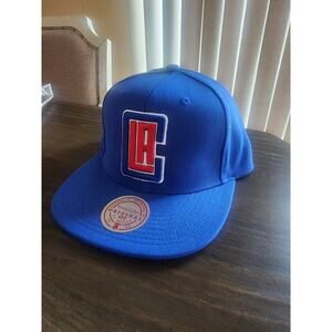 LA Clippers Mitchell & Ness NBA Snapback Hat Cap 3D Logo Blue NWT